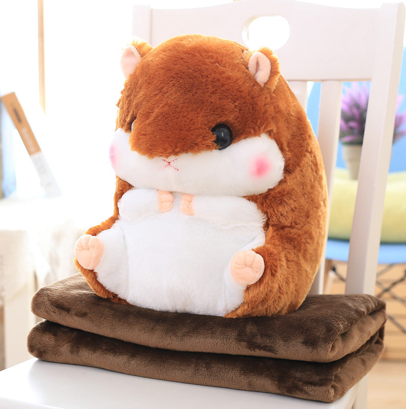 Cute Hamster Dual-Use Pillow and Blanket Cushion