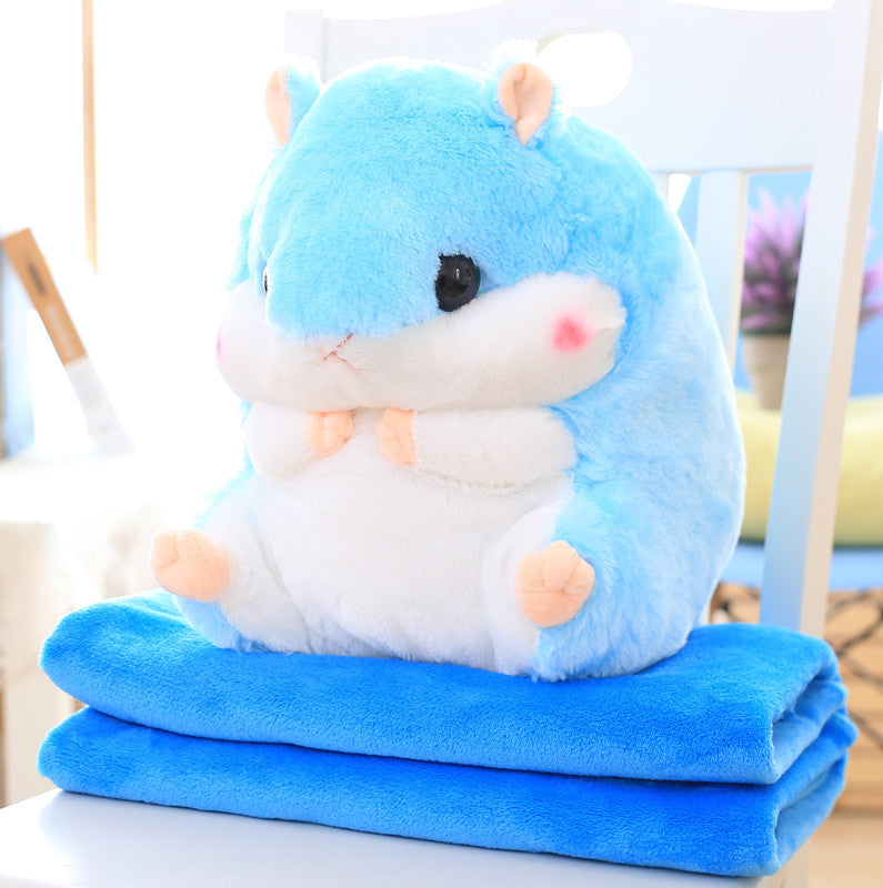 Cute Hamster Dual-Use Pillow and Blanket Cushion