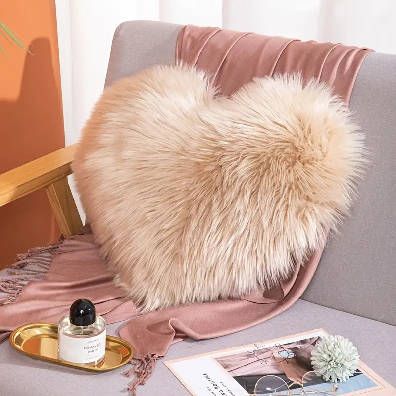 Washable Long Hair Love Pillow Cover for Sofa (1pc)