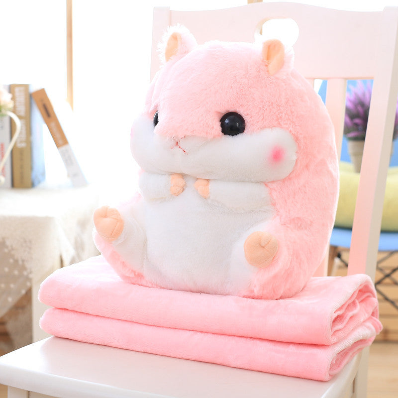 Cute Hamster Dual-Use Pillow and Blanket Cushion