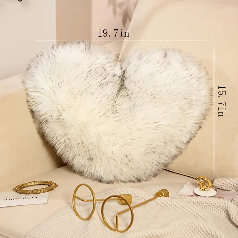 Washable Long Hair Love Pillow Cover for Sofa (1pc)