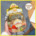 Cute Hug Animal Big Belly Plastic Cup with Straw