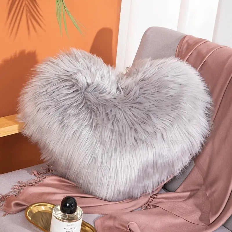 Washable Long Hair Love Pillow Cover for Sofa (1pc)