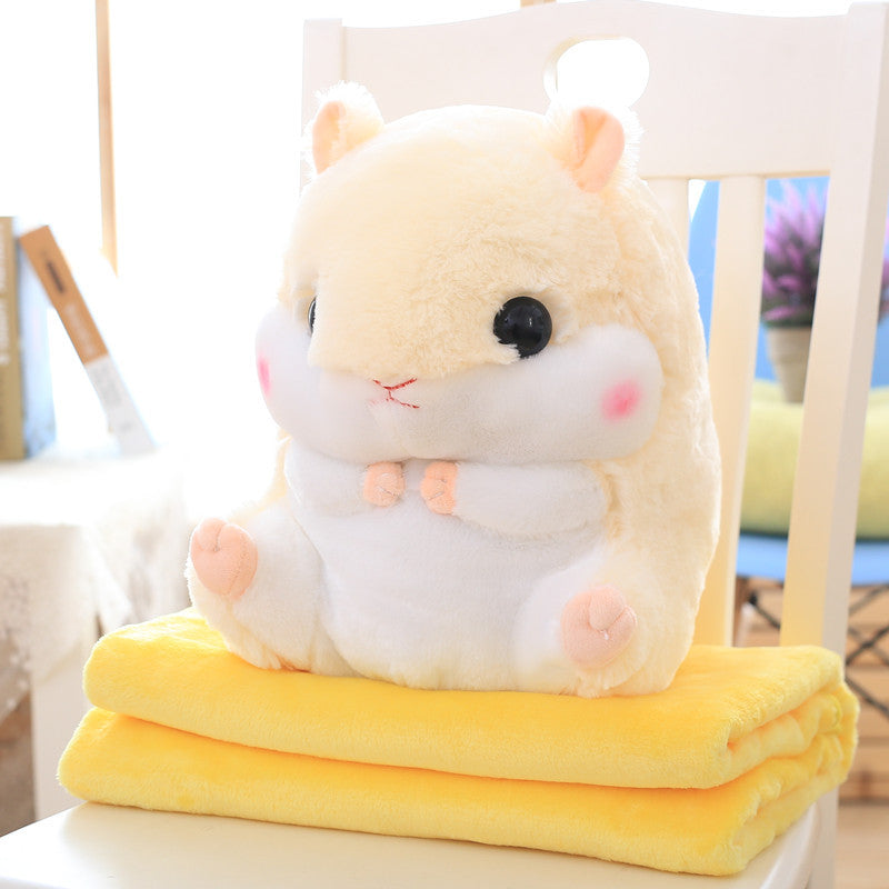 Cute Hamster Dual-Use Pillow and Blanket Cushion