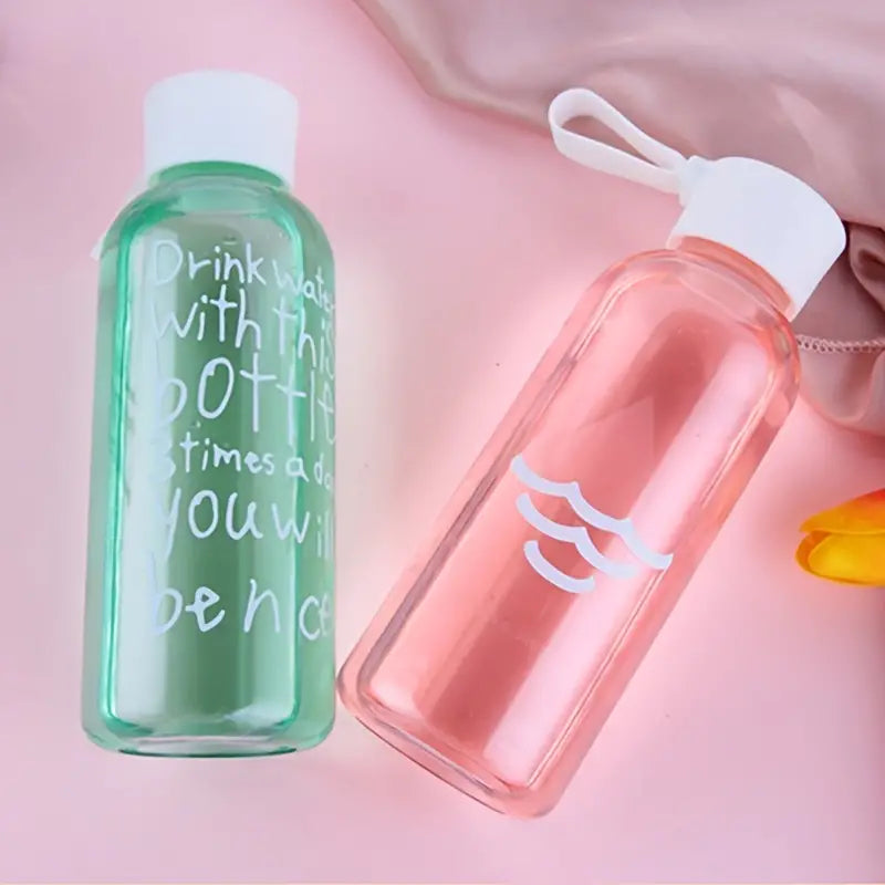 Creative Portable Plastic Cup with Lid and Clear Glass