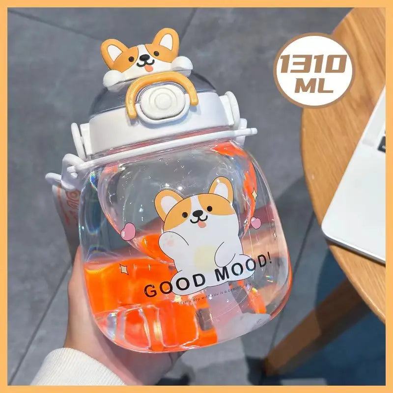 Cute Hug Animal Big Belly Plastic Cup with Straw