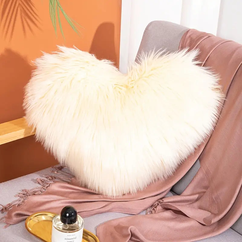 Washable Long Hair Love Pillow Cover for Sofa (1pc)