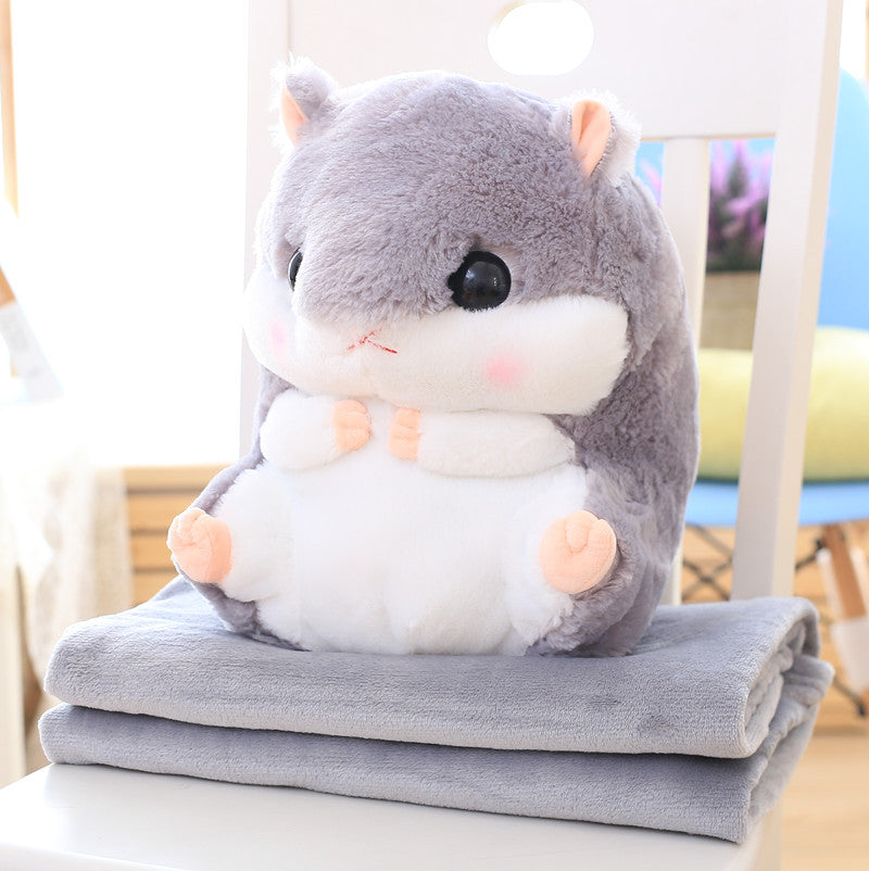 Cute Hamster Dual-Use Pillow and Blanket Cushion