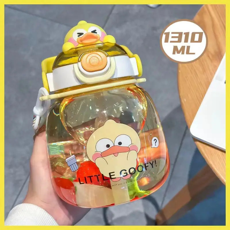 Cute Hug Animal Big Belly Plastic Cup with Straw