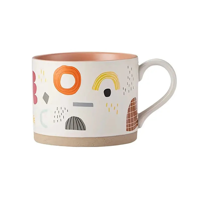 Large Capacity Floral Ceramic Coffee Mug for Breakfast