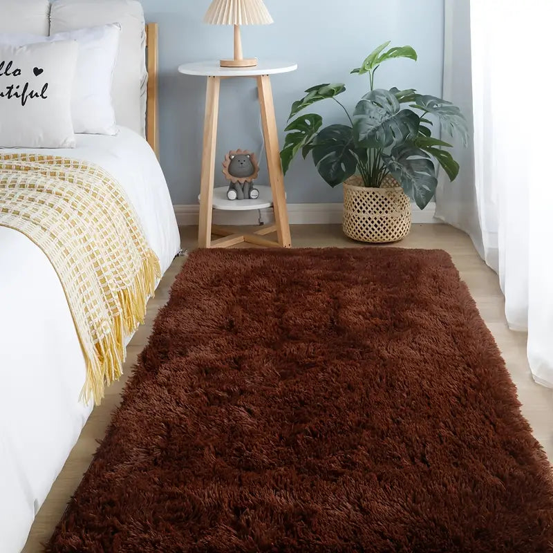 Soft Square Plush Rug and Decorative Throw Blanket 47x63in